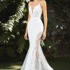 Dresses * | Cinderella Divine Cd937W Mermaid Illusion Wedding Dress Sale Original Off White