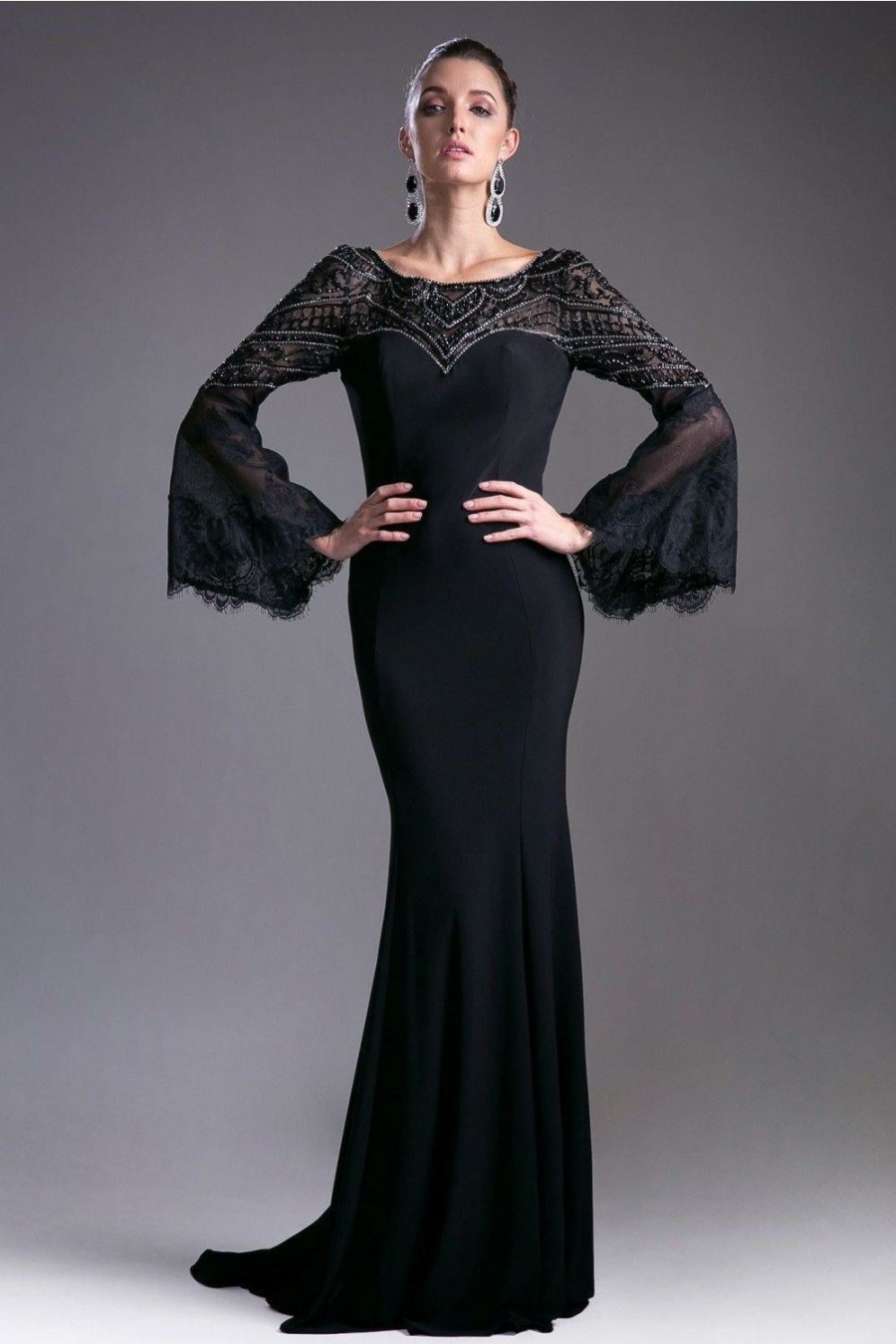 Dresses * | Cinderella Divine Cd71435 Prom Long Formal Dress Latest Black