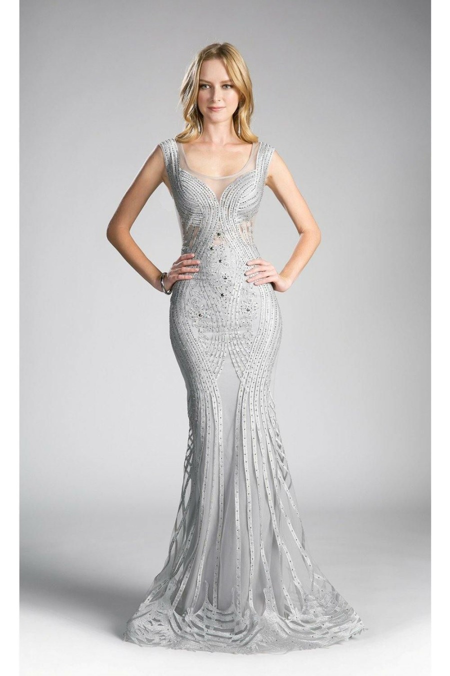 Dresses * | Cinderella Divine Ce0010 Prom Long Formal Dress Hot Sale Silver