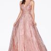 Dresses * | Cinderella Divine Am258 Prom Long Formal Glitter Ball Gown Hot Sell Dusty Rose