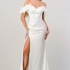 Dresses * | Cinderella Divine Cd965W Off Shoulder Rosette Wedding Gown Sale Best Price Off White