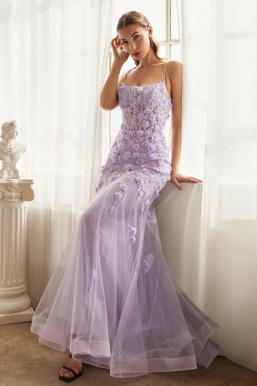 Dresses * | Cinderella Divine Cd995 Spaghetti Strap Prom Dress Clearance Sale