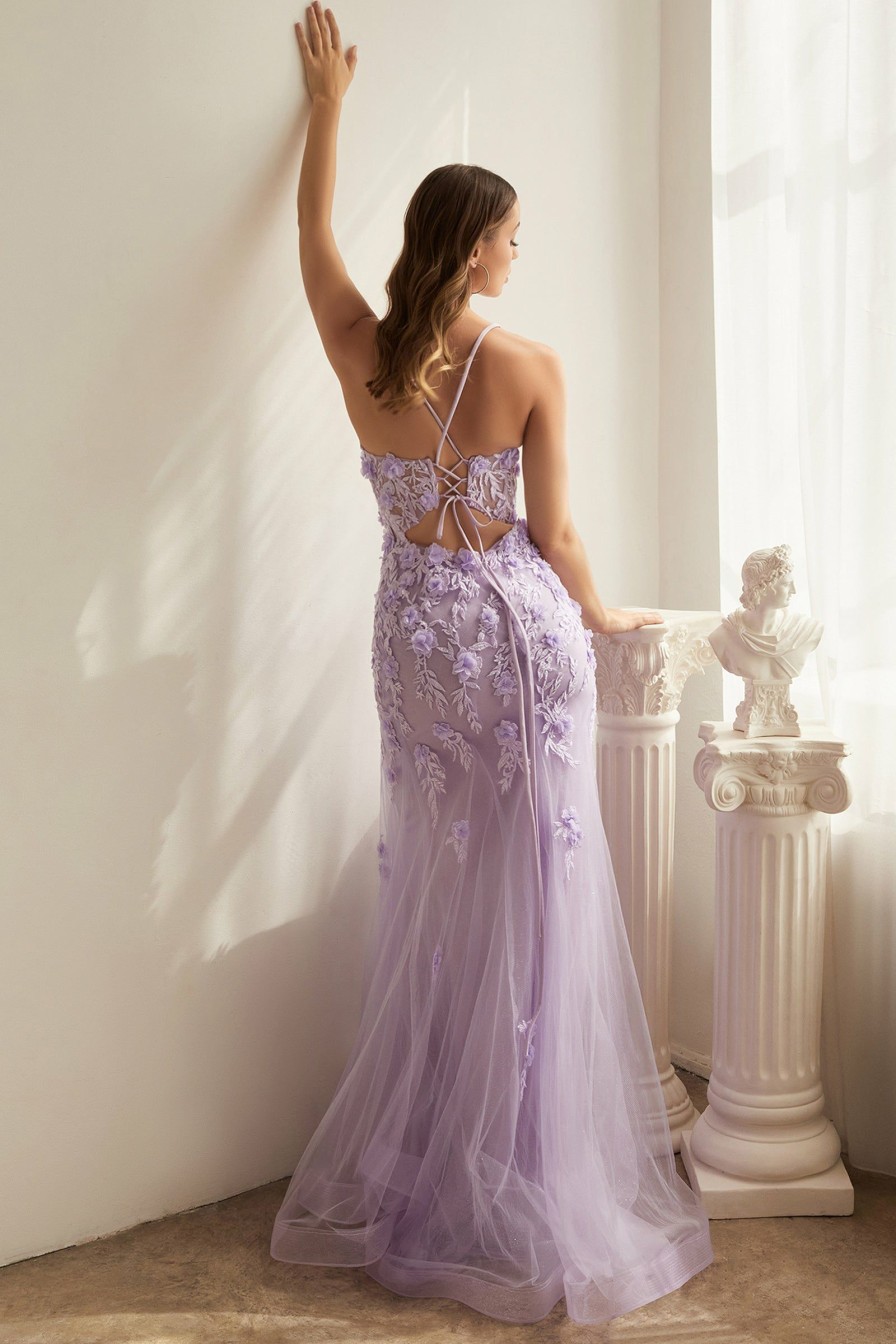 Dresses * | Cinderella Divine Cd995 Spaghetti Strap Prom Dress Clearance Sale