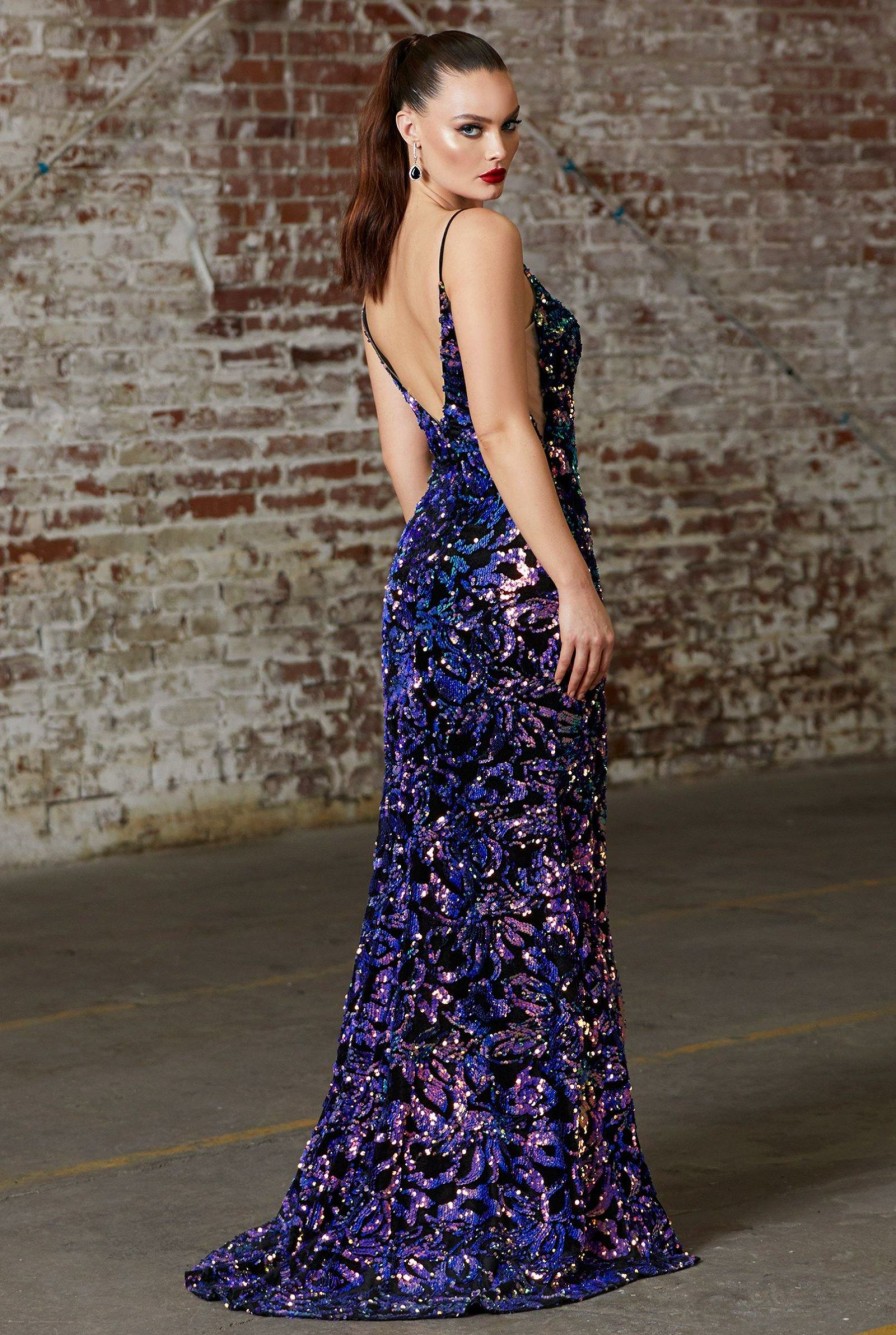 Dresses * | Cinderella Divine Cd159 Prom Long Formal Sexy Velvet Evening Dress Quick Delivery Ultraviolet