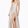 Dresses * | Cinderella Divine Cd906 Prom Long Metallic Dress Sale Exclusive Design