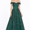 Dresses * | Cinderella Divine Cd38 Long Off Shoulder Ball Gown New Emerald