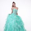 Dresses * | Cinderella Divine Cd6782 Long Strapless Beaded Tulle Ball Gown Bargain Sale Mint