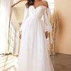 Dresses * | Cinderella Divine Cd243W Sheer Sleeves Wedding Dress Cheap Online Off White