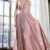 Dresses * | Cinderella Divine J9459 Long Sleeveless Formal Pleated Evening Prom Dress Sale Typical Style