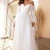 Dresses * | Cinderella Divine Cd243W Sheer Sleeves Wedding Dress Sale Hot Selling Off White