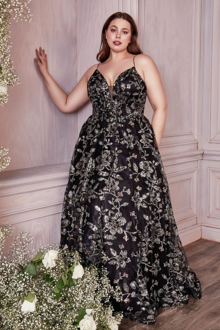 Dresses * | Cinderella Divine Cb073C Plus Size Long Prom Dress Sale