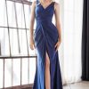 Dresses * | Cinderella Divine C81730 Long Fitted Formal Dress Sale Cheap Online Navy