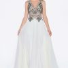 Dresses * | Cinderella Divine J748 Long Sleeveless Formal Dress Prom Original Cream