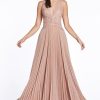 Dresses * | Cinderella Divine J9041 Long Sleeveless Formal Metallic Evening Prom Dress Original Rose Gold