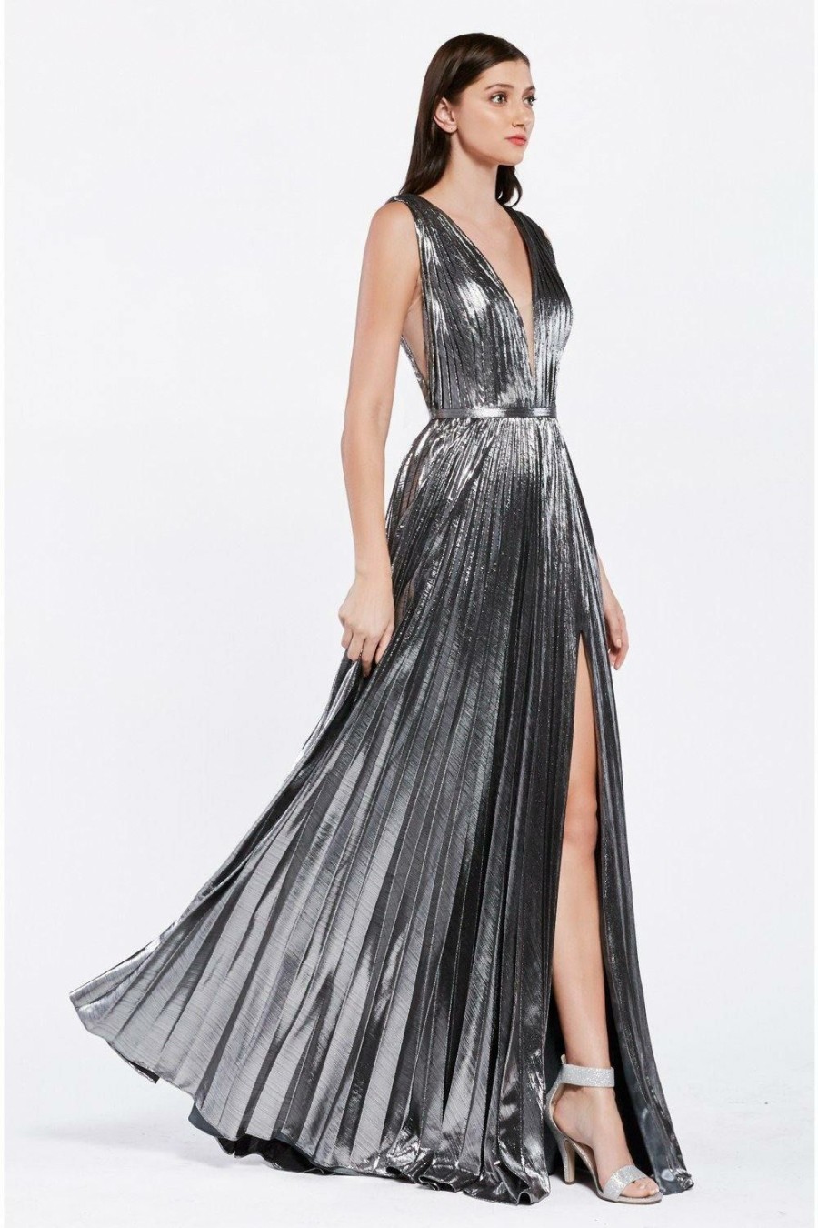 Dresses * | Cinderella Divine Cj529 Metallic Long Prom Dress Evening Gown Best Quality