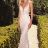 Dresses * | Cinderella Divine Cds403W Lace Applique Sleeveless Long Formal Wedding Dress Special Off White