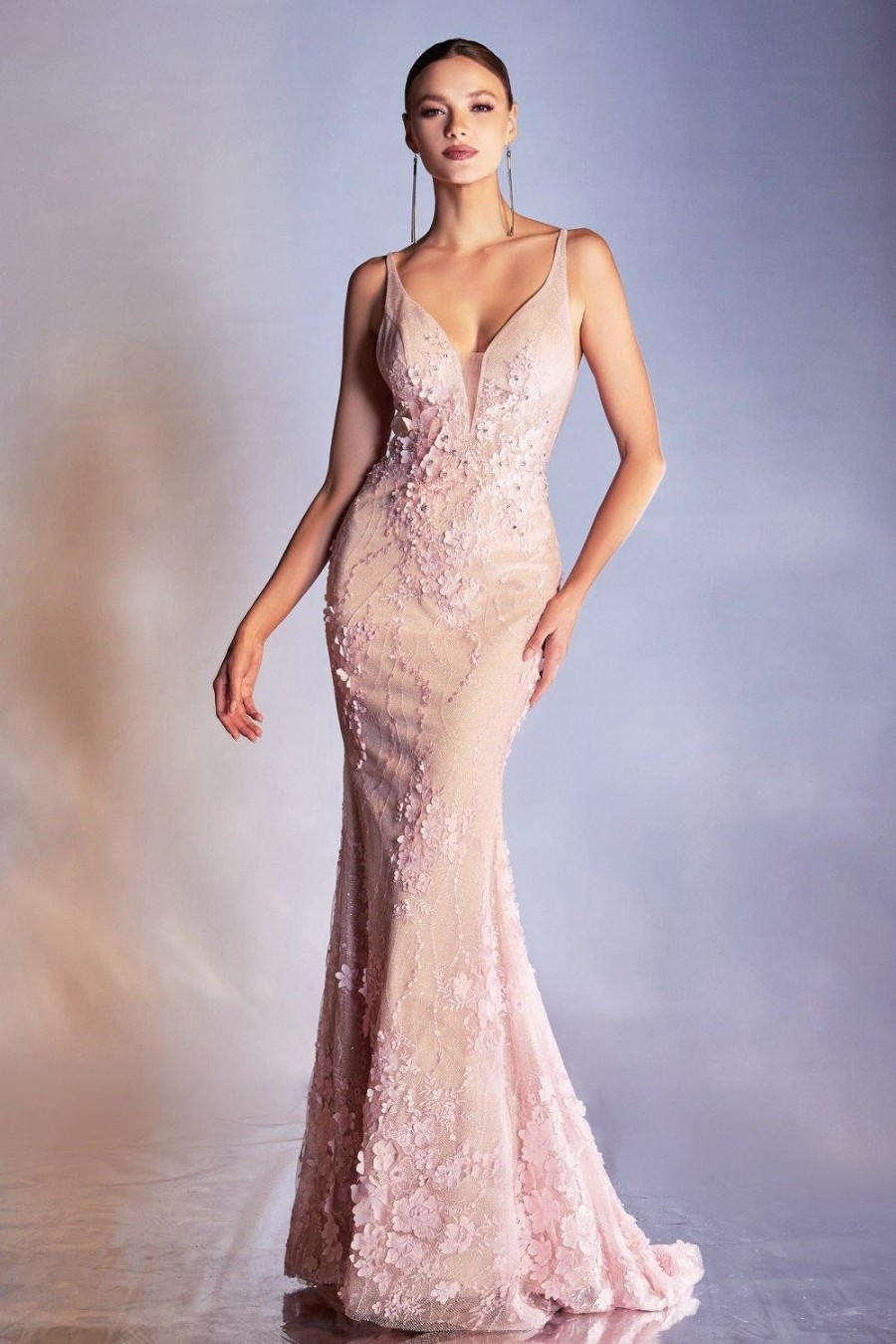 Dresses * | Cinderella Divine S403 Long Formal Evening Gown Top Selling Blush