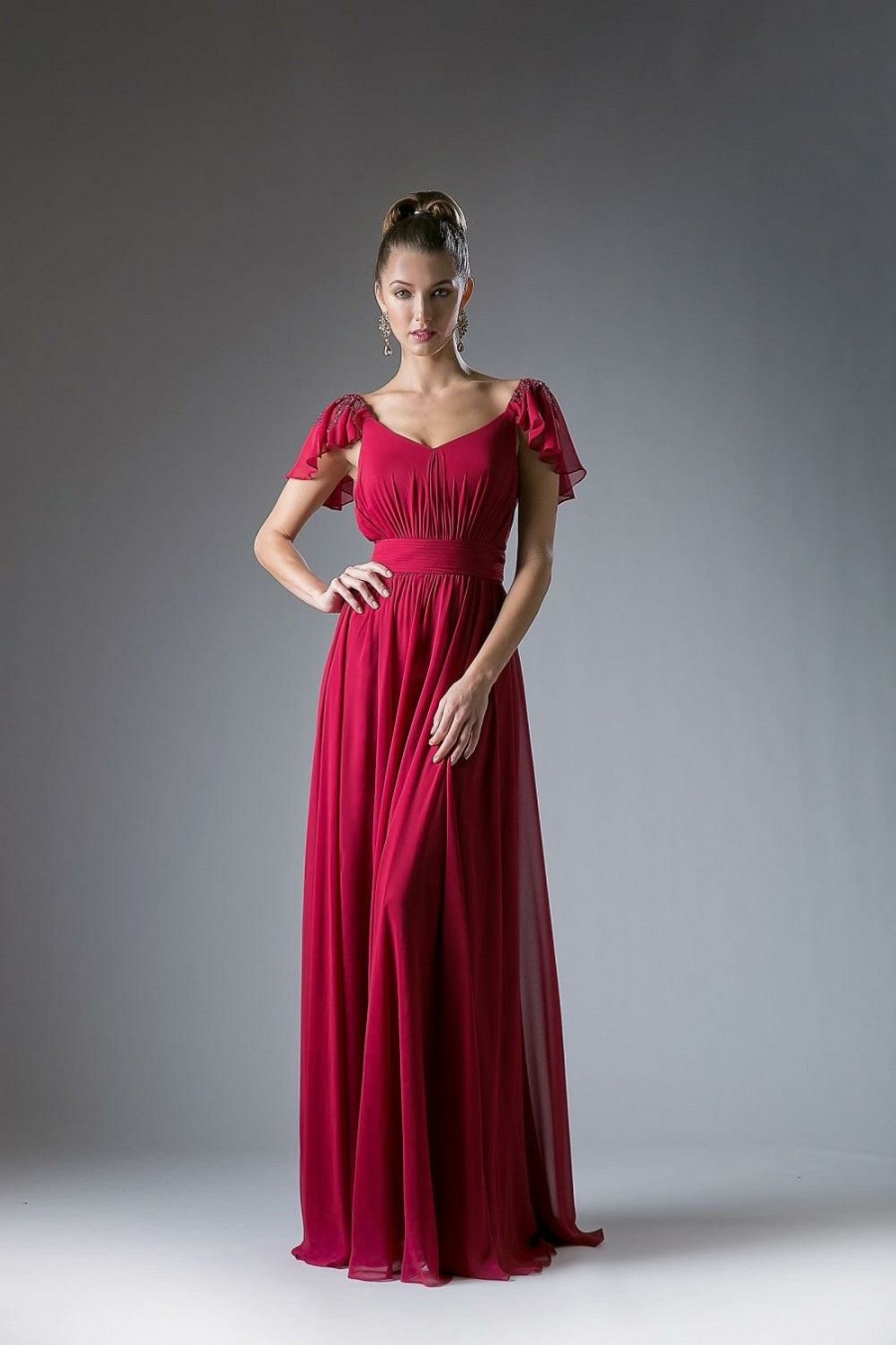 Dresses * | Cinderella Divine Cd1002 Long Formal Dress Empire Waist Chiffon Best Price