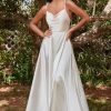 Dresses * | Cinderella Divine Bd104W Ravishing Cowl A-Line Satin Wedding Gown 100% Guarantee Off White