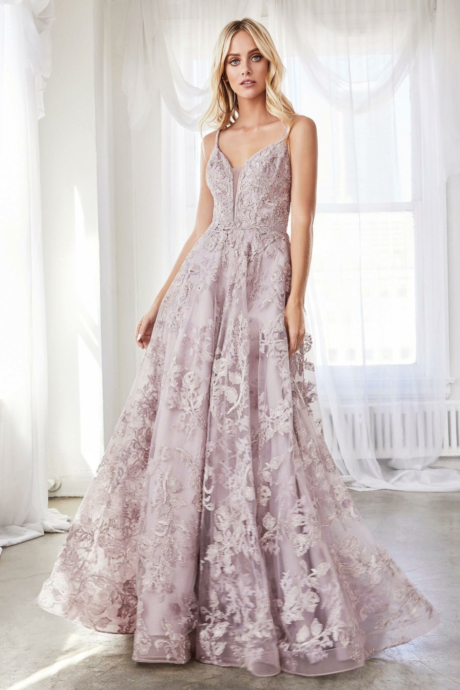 Dresses * | Cinderella Divine Cd902 Prom Long Lace Dress Sale Discount Store Mauve