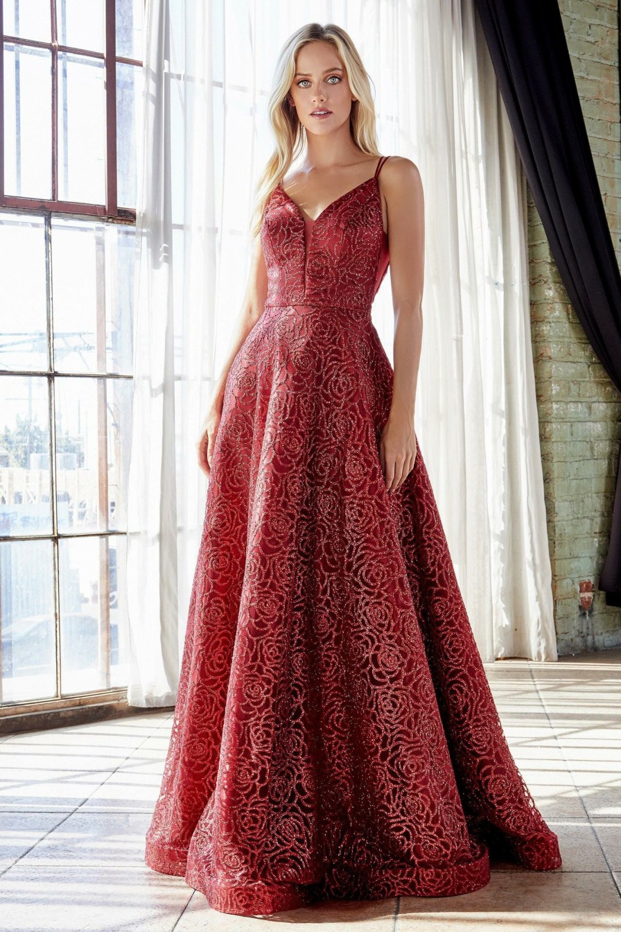 Dresses * | Cinderella Divine Cb059 Prom Long Evening Dress Sale Bestsellers Red