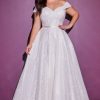 Dresses * | Cinderella Divine Cd214W Off Shoulder Long Plus Size Wedding Dress Sale Discount Sale Off White