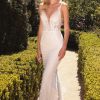 Dresses * | Cinderella Divine Cds403W Lace Applique Sleeveless Long Wedding Dress Sale Best Sale Off White