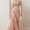 Dresses * | Cinderella Divine Cb098 Long One Shoulder Formal Dress Cheap Online Rose Gold