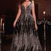 Dresses * | Cinderella Divine J819 Shimmering Sleeveless Long Prom Dress Sale Best Quality Black