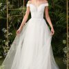 Dresses * | Cinderella Divine Cd0170 Long Off Shoulder Wedding Dress Tendy Style Off White