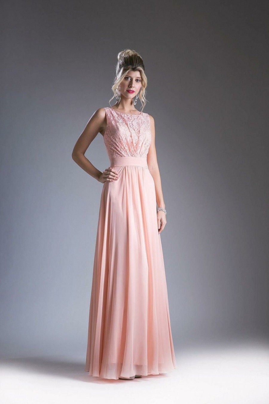 Dresses * | Cinderella Divine Cd1019 Formal Long Dress Bridesmaid Sale Shop Peach